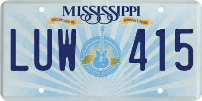 MS license plate LUW415