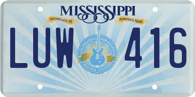MS license plate LUW416