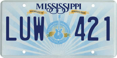 MS license plate LUW421