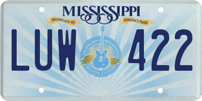 MS license plate LUW422