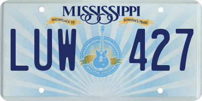 MS license plate LUW427