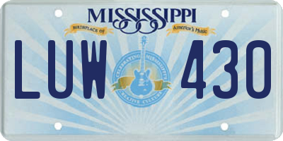 MS license plate LUW430