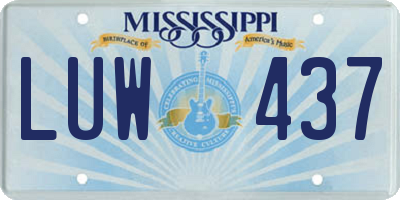 MS license plate LUW437