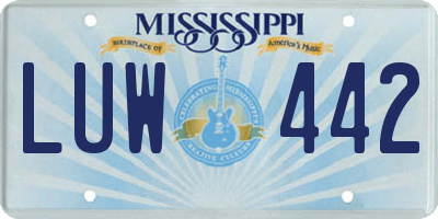 MS license plate LUW442