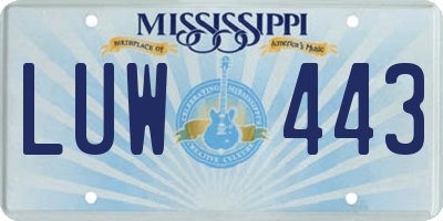 MS license plate LUW443