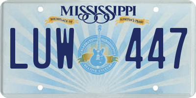 MS license plate LUW447