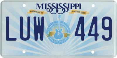 MS license plate LUW449