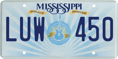 MS license plate LUW450