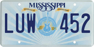 MS license plate LUW452