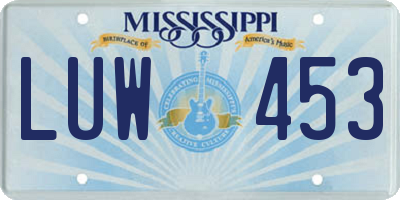 MS license plate LUW453