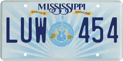 MS license plate LUW454