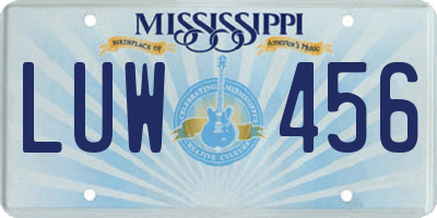 MS license plate LUW456