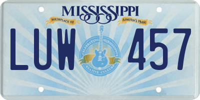 MS license plate LUW457