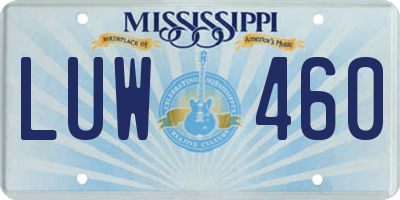 MS license plate LUW460