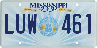 MS license plate LUW461