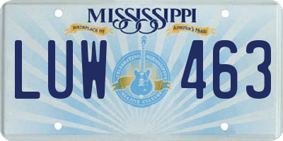 MS license plate LUW463