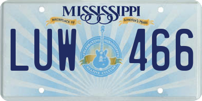 MS license plate LUW466