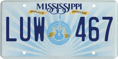 MS license plate LUW467