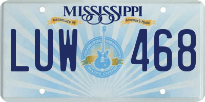 MS license plate LUW468