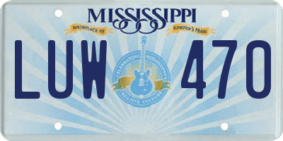 MS license plate LUW470