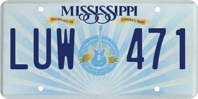 MS license plate LUW471