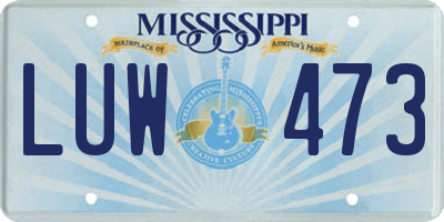 MS license plate LUW473