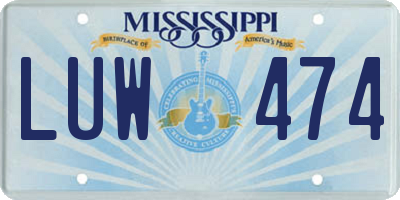 MS license plate LUW474