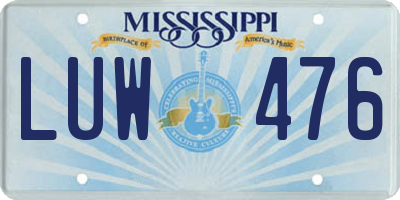 MS license plate LUW476