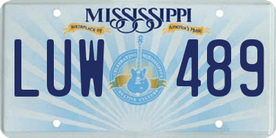 MS license plate LUW489