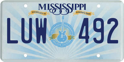 MS license plate LUW492
