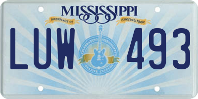 MS license plate LUW493