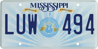 MS license plate LUW494