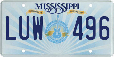 MS license plate LUW496