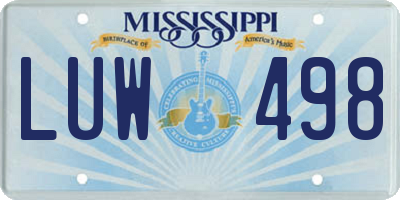 MS license plate LUW498