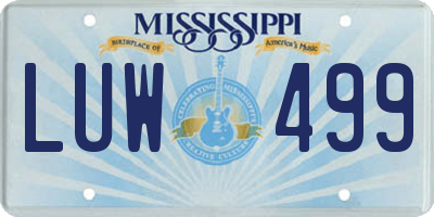 MS license plate LUW499