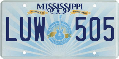MS license plate LUW505