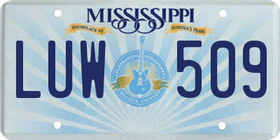 MS license plate LUW509