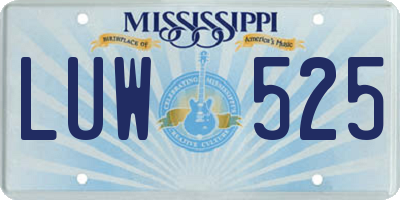 MS license plate LUW525