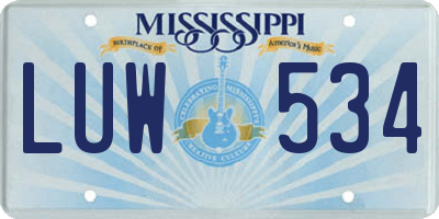 MS license plate LUW534