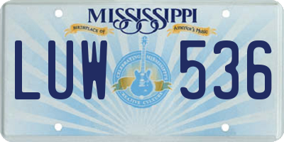 MS license plate LUW536