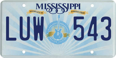 MS license plate LUW543