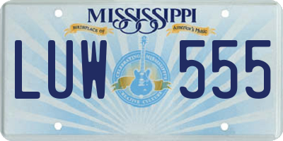 MS license plate LUW555
