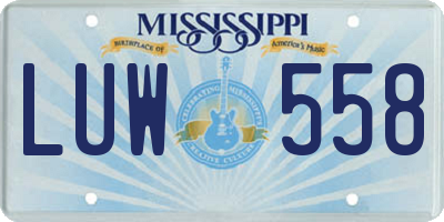 MS license plate LUW558