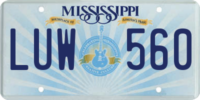 MS license plate LUW560