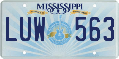 MS license plate LUW563