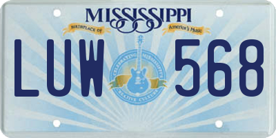 MS license plate LUW568