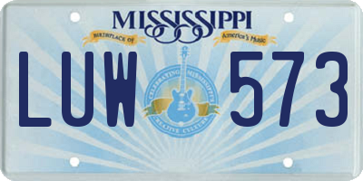 MS license plate LUW573