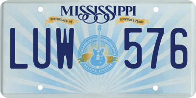 MS license plate LUW576