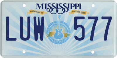 MS license plate LUW577