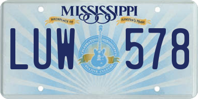 MS license plate LUW578